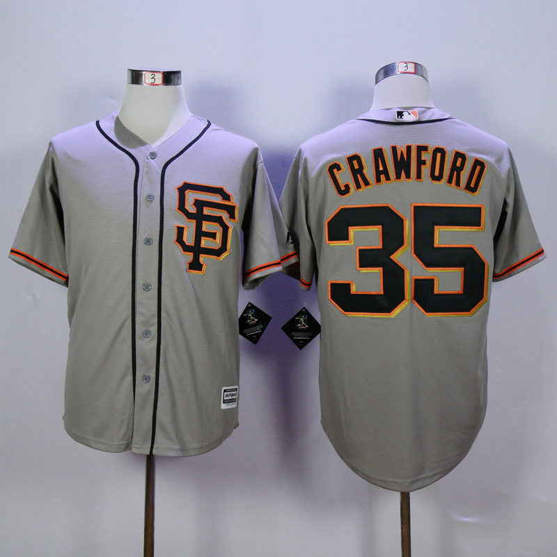 Men San Francisco Giants 35 Crawford Grey SF MLB Jerseys